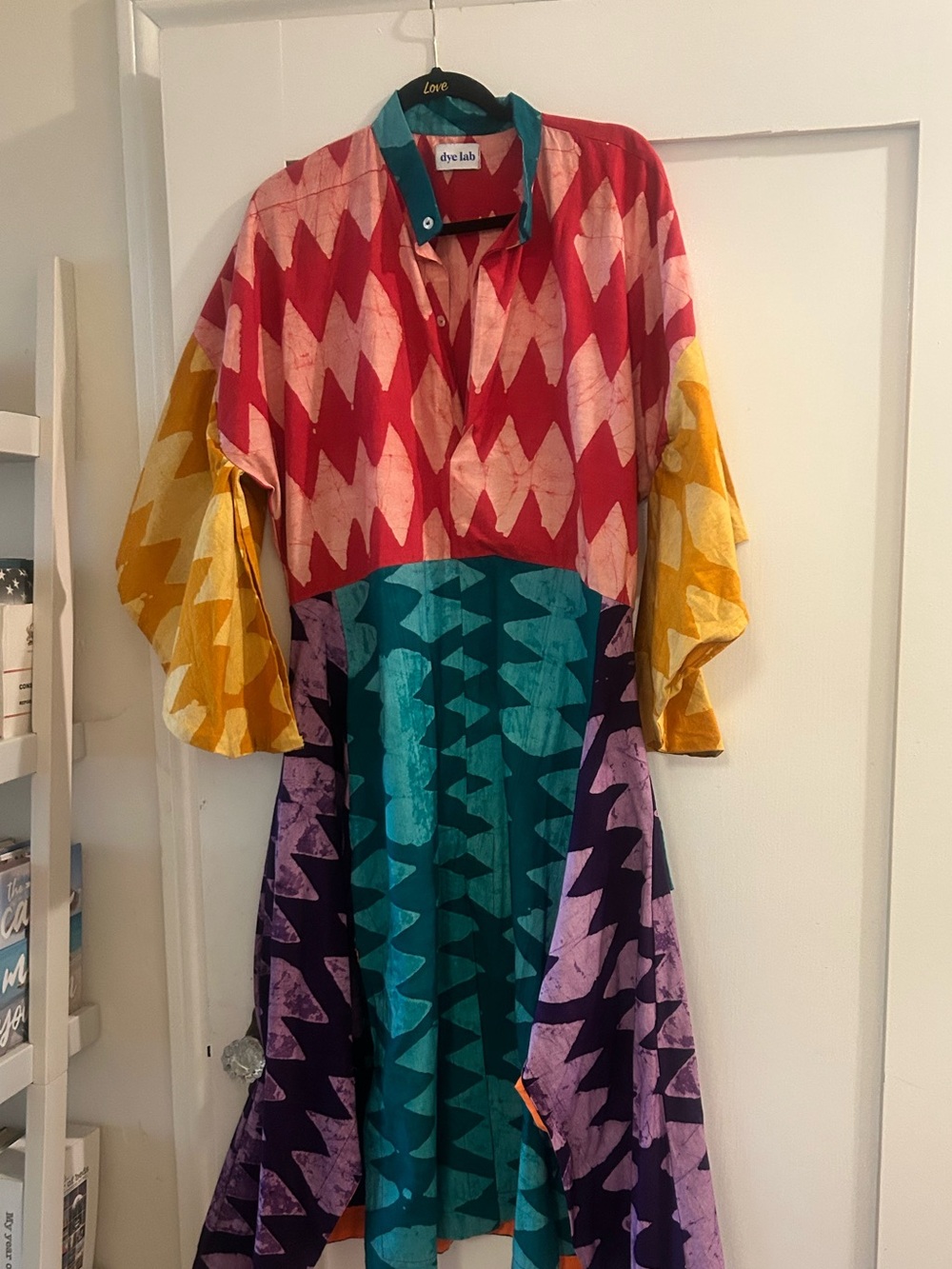 Multicolor Shirt Dress w/Kimono Sleeves from DyeLab (New with No Tags); Size M